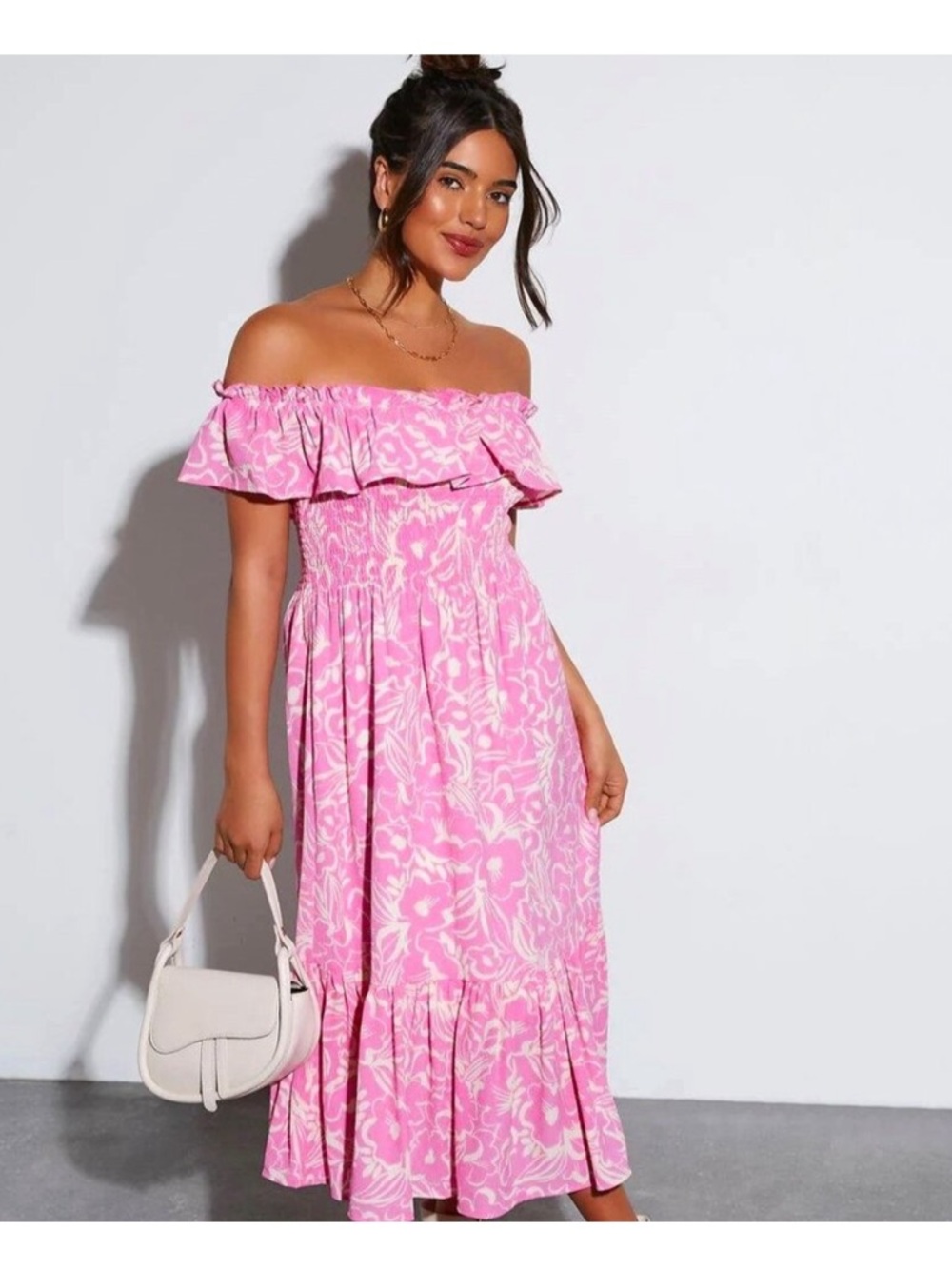 Vici Pink Floral Midi Dress Size Small